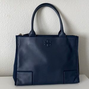 Tory Burch Ella Canvas & Pebble Leather Tote